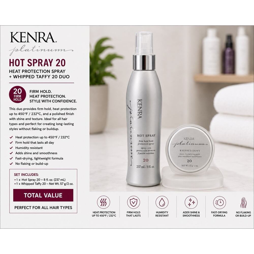 Kenra Platinum Hot Spray 20 & Whipped Taffy 20 Styling Duo
